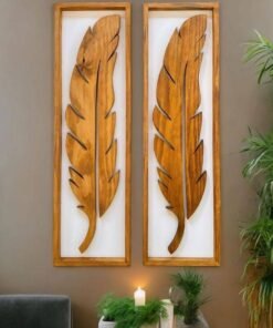 Alternative view of Triptyque Mural Plumes Sculptées – Art Naturel