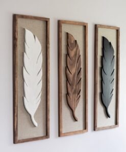 Triptyque Mural Plumes Sculptées – Art Naturel