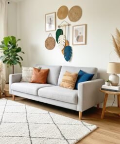 Suspension Murale Macramé – Feuilles Tropicales Artisanales